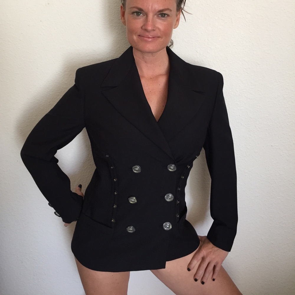 Vintage Gianni Versace Couture Navy Wool Blazer